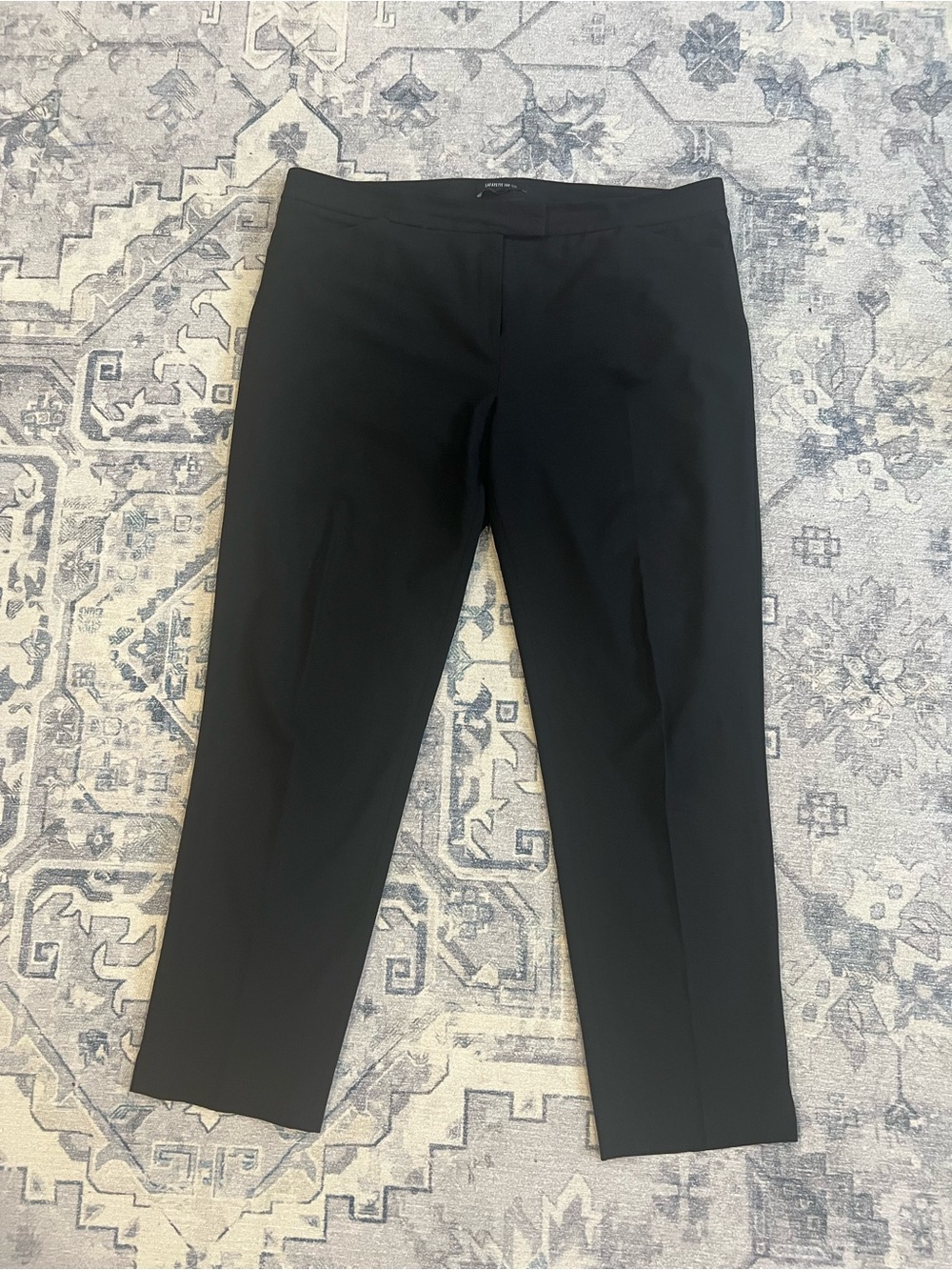 Lafayette 148 New York Black Wool Straight Leg Trousers Size 14